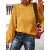 imagePRETTYGARDEN Womens Fall Fashion Blouse Dressy Casual Long Sleeve Crewneck Ruffle Loose Pullover Tops ShirtYellow