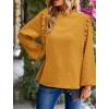 imagePRETTYGARDEN Womens Fall Fashion Blouse Dressy Casual Long Sleeve Crewneck Ruffle Loose Pullover Tops ShirtYellow