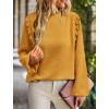 imagePRETTYGARDEN Womens Fall Fashion Blouse Dressy Casual Long Sleeve Crewneck Ruffle Loose Pullover Tops ShirtYellow