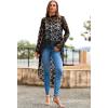 imagePRETTYGARDEN Womens Long Sleeve Round Neck High Low Asymmetrical Irregular Hem Casual Tops Blouse Shirt DressBlack