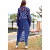 imagePRETTYGARDEN Womens Long Sleeve Round Neck High Low Asymmetrical Irregular Hem Casual Tops Blouse Shirt DressBlue