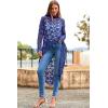 imagePRETTYGARDEN Womens Long Sleeve Round Neck High Low Asymmetrical Irregular Hem Casual Tops Blouse Shirt DressBlue
