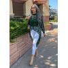 imagePRETTYGARDEN Womens Long Sleeve Round Neck High Low Asymmetrical Irregular Hem Casual Tops Blouse Shirt DressDark Green