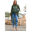 imagePRETTYGARDEN Womens Long Sleeve Round Neck High Low Asymmetrical Irregular Hem Casual Tops Blouse Shirt DressDark Green