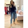 imagePRETTYGARDEN Womens Long Sleeve Round Neck High Low Asymmetrical Irregular Hem Casual Tops Blouse Shirt DressNavy