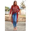 imagePRETTYGARDEN Womens Long Sleeve Round Neck High Low Asymmetrical Irregular Hem Casual Tops Blouse Shirt DressRed