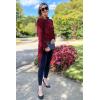 imagePRETTYGARDEN Womens Long Sleeve Round Neck High Low Asymmetrical Irregular Hem Casual Tops Blouse Shirt DressWine Red