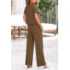 imagePRETTYGARDEN Womens Summer 2 Piece Knit Loungewear Short Sleeve T Shirts Wide Leg Pants Tracksuit Casual OutfitsArmy Green