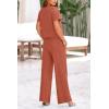 imagePRETTYGARDEN Womens Summer 2 Piece Knit Loungewear Short Sleeve T Shirts Wide Leg Pants Tracksuit Casual OutfitsBrick Red
