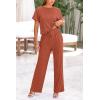 imagePRETTYGARDEN Womens Summer 2 Piece Knit Loungewear Short Sleeve T Shirts Wide Leg Pants Tracksuit Casual OutfitsBrick Red
