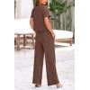 imagePRETTYGARDEN Womens Summer 2 Piece Knit Loungewear Short Sleeve T Shirts Wide Leg Pants Tracksuit Casual OutfitsCoffee