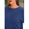 imagePRETTYGARDEN Womens Summer 2 Piece Knit Loungewear Short Sleeve T Shirts Wide Leg Pants Tracksuit Casual OutfitsDark Blue