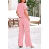 imagePRETTYGARDEN Womens Summer 2 Piece Knit Loungewear Short Sleeve T Shirts Wide Leg Pants Tracksuit Casual OutfitsDusty Pink