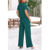 imagePRETTYGARDEN Womens Summer 2 Piece Knit Loungewear Short Sleeve T Shirts Wide Leg Pants Tracksuit Casual OutfitsGreen