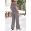 imagePRETTYGARDEN Womens Summer 2 Piece Knit Loungewear Short Sleeve T Shirts Wide Leg Pants Tracksuit Casual OutfitsGrey