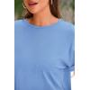 imagePRETTYGARDEN Womens Summer 2 Piece Knit Loungewear Short Sleeve T Shirts Wide Leg Pants Tracksuit Casual OutfitsLight Blue