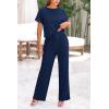 imagePRETTYGARDEN Womens Summer 2 Piece Knit Loungewear Short Sleeve T Shirts Wide Leg Pants Tracksuit Casual OutfitsNavy