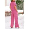 imagePRETTYGARDEN Womens Summer 2 Piece Knit Loungewear Short Sleeve T Shirts Wide Leg Pants Tracksuit Casual OutfitsPink