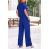 imagePRETTYGARDEN Womens Summer 2 Piece Knit Loungewear Short Sleeve T Shirts Wide Leg Pants Tracksuit Casual OutfitsRoyal Blue