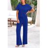 imagePRETTYGARDEN Womens Summer 2 Piece Knit Loungewear Short Sleeve T Shirts Wide Leg Pants Tracksuit Casual OutfitsRoyal Blue