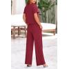 imagePRETTYGARDEN Womens Summer 2 Piece Knit Loungewear Short Sleeve T Shirts Wide Leg Pants Tracksuit Casual OutfitsWine Red