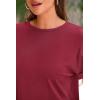 imagePRETTYGARDEN Womens Summer 2 Piece Knit Loungewear Short Sleeve T Shirts Wide Leg Pants Tracksuit Casual OutfitsWine Red
