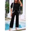 imagePRETTYGARDEN Womens Summer 2 Piece Outfits Casual Short Sleeve Knit Sweater Tops Wide Leg Pants Lounge Sets TracksuitsBlack