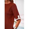 imagePRETTYGARDEN Womens Summer 2 Piece Outfits Casual Short Sleeve Knit Sweater Tops Wide Leg Pants Lounge Sets TracksuitsBrick Red
