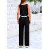 imagePRETTYGARDEN Womens Summer Casual 2 Piece Outfits Sleeveless Tank Crop Top Wide Leg Pants Sets TracksuitBlack