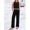 imagePRETTYGARDEN Womens Summer Casual 2 Piece Outfits Sleeveless Tank Crop Top Wide Leg Pants Sets TracksuitBlack