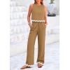 imagePRETTYGARDEN Womens Summer Casual 2 Piece Outfits Sleeveless Tank Crop Top Wide Leg Pants Sets TracksuitKhaki
