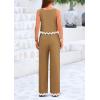 imagePRETTYGARDEN Womens Summer Casual 2 Piece Outfits Sleeveless Tank Crop Top Wide Leg Pants Sets TracksuitKhaki