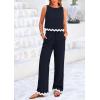 imagePRETTYGARDEN Womens Summer Casual 2 Piece Outfits Sleeveless Tank Crop Top Wide Leg Pants Sets TracksuitNavy