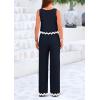 imagePRETTYGARDEN Womens Summer Casual 2 Piece Outfits Sleeveless Tank Crop Top Wide Leg Pants Sets TracksuitNavy