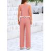 imagePRETTYGARDEN Womens Summer Casual 2 Piece Outfits Sleeveless Tank Crop Top Wide Leg Pants Sets TracksuitPink