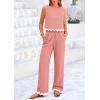 imagePRETTYGARDEN Womens Summer Casual 2 Piece Outfits Sleeveless Tank Crop Top Wide Leg Pants Sets TracksuitPink