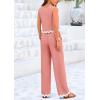imagePRETTYGARDEN Womens Summer Casual 2 Piece Outfits Sleeveless Tank Crop Top Wide Leg Pants Sets TracksuitPink
