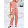 imagePRETTYGARDEN Womens Summer Casual 2 Piece Outfits Sleeveless Tank Crop Top Wide Leg Pants Sets TracksuitPink