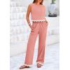 imagePRETTYGARDEN Womens Summer Casual 2 Piece Outfits Sleeveless Tank Crop Top Wide Leg Pants Sets TracksuitPink