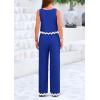 imagePRETTYGARDEN Womens Summer Casual 2 Piece Outfits Sleeveless Tank Crop Top Wide Leg Pants Sets TracksuitRoyal Blue