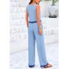 imagePRETTYGARDEN Womens Summer Casual 2 Piece Outfits Sleeveless Tank Crop Top Wide Leg Pants Sets TracksuitSky Blue