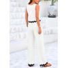 imagePRETTYGARDEN Womens Summer Casual 2 Piece Outfits Sleeveless Tank Crop Top Wide Leg Pants Sets TracksuitWhite