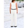 imagePRETTYGARDEN Womens Summer Casual 2 Piece Outfits Sleeveless Tank Crop Top Wide Leg Pants Sets TracksuitWhite