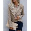 imagePRETTYGARDEN Womens Summer Loose Chiffon Blouse Mesh Long Sleeve Casual Round Neck Peplum TopsApricot Red