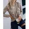 imagePRETTYGARDEN Womens Summer Loose Chiffon Blouse Mesh Long Sleeve Casual Round Neck Peplum TopsApricot Red