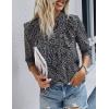 imagePRETTYGARDEN Womens Summer Loose Chiffon Blouse Mesh Long Sleeve Casual Round Neck Peplum TopsBlack Apricot