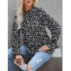 imagePRETTYGARDEN Womens Summer Loose Chiffon Blouse Mesh Long Sleeve Casual Round Neck Peplum TopsBlack White