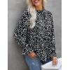 imagePRETTYGARDEN Womens Summer Loose Chiffon Blouse Mesh Long Sleeve Casual Round Neck Peplum TopsBlack White