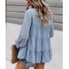 imagePRETTYGARDEN Womens Summer Loose Chiffon Blouse Mesh Long Sleeve Casual Round Neck Peplum TopsBlue