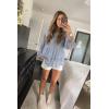 imagePRETTYGARDEN Womens Summer Loose Chiffon Blouse Mesh Long Sleeve Casual Round Neck Peplum TopsBlue